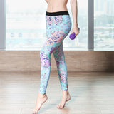 Printed sweatpants fitness pants yoga pants high stretch skinny legging trousers