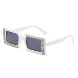Multicolor diamond square sunglasses