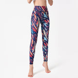 Botanical print yoga pants with high waists and tight flowers, quick dry gym pants