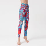 Digital printing women's yoga tights quick-drying stretch running sports fitness nine-point pants
