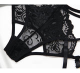 Sexy underwear panties garter belt set sexy temptation transparent lace bra with steel ring breast bra
