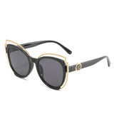 Cat-eye frame sunglasses with metal decoration