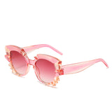 Cat-eye shape polygonal water chestnut multicolor retro sunglasses