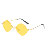 Irregular rimless metal sunglasses