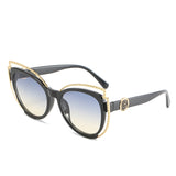 Cat-eye frame sunglasses with metal decoration