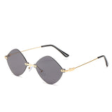 Irregular rimless metal sunglasses