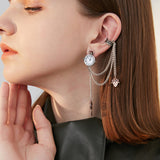 Single set retro design sense earrings clock earrings chain tassel earrings