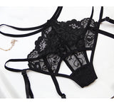 Sexy underwear panties garter belt set sexy temptation transparent lace bra with steel ring breast bra