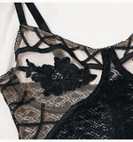 High slits with steel ring can be opened lace one-piece ultra-thin suspender underwear body shaping clothes