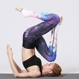 Yoga pants starry sky gradient print pants  running sports fitness pants women