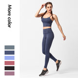 Yoga clothing suit women with chest pad sports bra nylon nude yoga pants two-piece suit