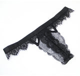 Sexy three-piece lace ultra-thin French triangle cup bra T pants garter belt
