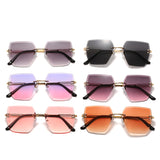 Square cut-edge sunglasses, metal rimless glasses, UV protection sunglasses