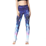 Yoga pants starry sky gradient print pants  running sports fitness pants women