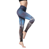 Jungle series leaf print yoga pants quick-drying stretch fitness branch print pants