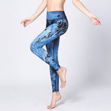 Fashion outdoor sports quick-drying pants ladies fitness printed yoga pants slim slim trousers