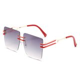 Personalized large frame painted double beam square frameless ink sunglasses
