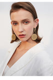 Cold wind golden earrings earrings temperament long round earrings simple retro wild earrings