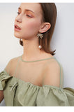 man-made Pearl Needle Bow Earrings Temperament Long Personality Earrings Wild Fashion Simple Earrings