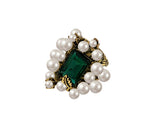 Imitation pearl gem exaggerated retro ring distressed index finger ring