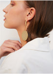 Cold wind golden earrings earrings temperament long round earrings simple retro wild earrings