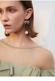 man-made Pearl Needle Bow Earrings Temperament Long Personality Earrings Wild Fashion Simple Earrings