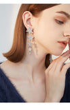 Long asymmetrical niche design earrings five-pointed star faux pearl tassel earrings women