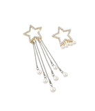 Exaggerated atmosphere new asymmetrical five-pointed star earrings temperament personality long tassel pendant earrings