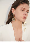 Asymmetrical earrings female disc baroque retro style simple earrings