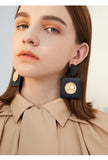 Geometric design sense acrylic baroque head square earrings simple temperament wild earrings