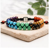 7 Chakra Energy Bracelet for Men & Women – Natural Stone Beaded Adjustable Spiritual Balance Jewelry