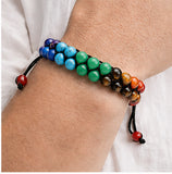 7 Chakra Energy Bracelet for Men & Women – Natural Stone Beaded Adjustable Spiritual Balance Jewelry