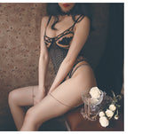 High slits with steel ring can be opened lace one-piece ultra-thin suspender underwear body shaping clothes