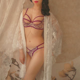 Embroidered bundled bra and T-pants set
