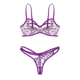 Embroidered bundled bra and T-pants set