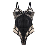 High slits with steel ring can be opened lace one-piece ultra-thin suspender underwear body shaping clothes