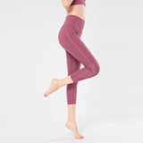 Single-sided sanding nude sports yoga cropped pants hip-lifting running fitness pants quick-drying stretch yoga pants