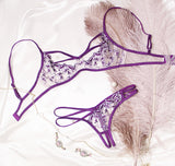 Embroidered bundled bra and T-pants set