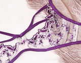 Embroidered bundled bra and T-pants set