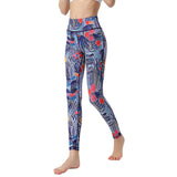 Botanical print yoga pants with high waists and tight flowers, quick dry gym pants