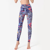 Botanical print yoga pants with high waists and tight flowers, quick dry gym pants