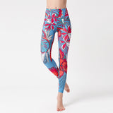 Digital printing women's yoga tights quick-drying stretch running sports fitness nine-point pants
