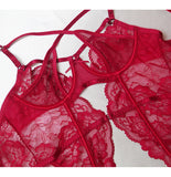 Fairy steel ring lace mesh cross straps sexy hollow fish bone corset open crotch briefs shapewear