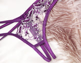 Embroidered bundled bra and T-pants set