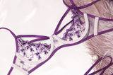 Embroidered bundled bra and T-pants set