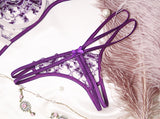 Embroidered bundled bra and T-pants set