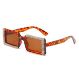 Multicolor diamond square sunglasses