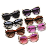 Cat-eye frame sunglasses with metal decoration