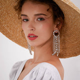 925 Silver Needle Faux Rhinestone Tassel Earrings Long Earrings Exaggerated Personality Earrings Earrings