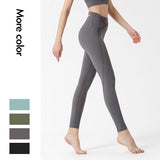 Nude double-sided nylon sports fitness pants women's cross tummy and hips tights yoga pants